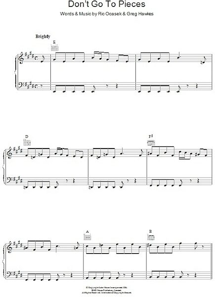open zoom image for Don't Go To Pieces - Piano/Vocal/Guitar, New, Main