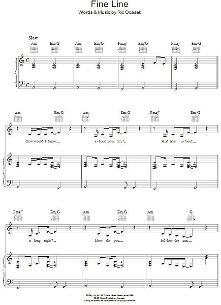 open zoom image for Fine Line - Piano/Vocal/Guitar, New, Main