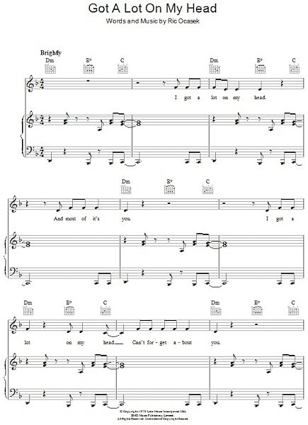 open zoom image for Got A Lot On My Head - Piano/Vocal/Guitar, New, Main