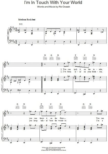 open zoom image for I'm In Touch With Your World - Piano/Vocal/Guitar, New, Main