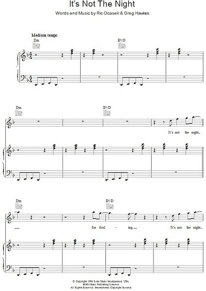 open zoom image for It's Not The Night - Piano/Vocal/Guitar, New, Main