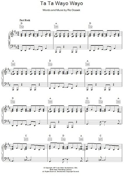 open zoom image for Ta Ta Wayo Wayo - Piano/Vocal/Guitar, New, Main