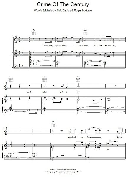 open zoom image for Crime Of The Century - Piano/Vocal/Guitar, New, Main