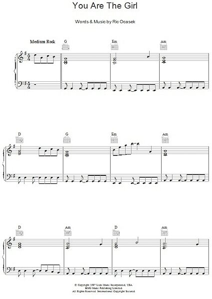 open zoom image for You Are The Girl - Piano/Vocal/Guitar, New, Main