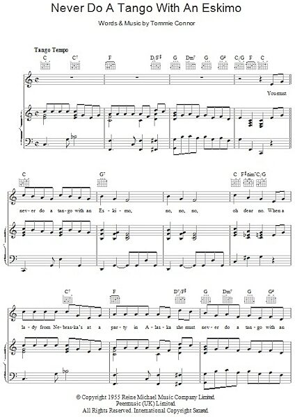 open zoom image for Never Do A Tango With An Eskimo - Piano/Vocal/Guitar, New, Main