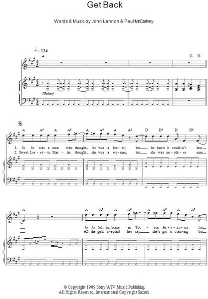 open zoom image for Get Back - Piano/Vocal/Guitar, New, Main