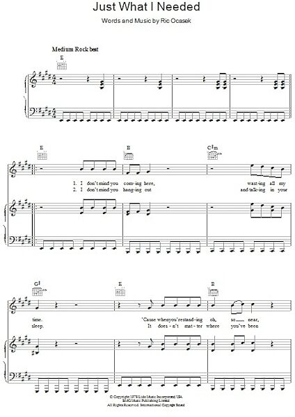 open zoom image for Just What I Needed - Piano/Vocal/Guitar, New, Main