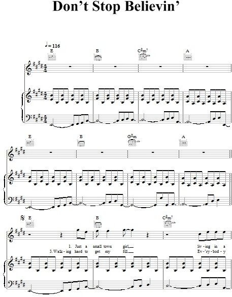 open zoom image for Don't Stop Believin' - Piano/Vocal/Guitar, New, Main