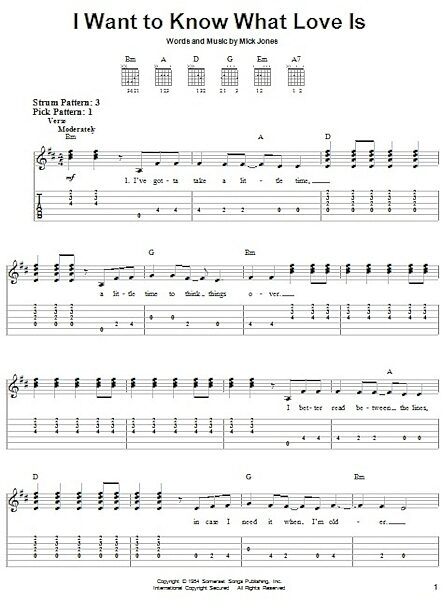 open zoom image for I Want To Know What Love Is - Easy Guitar with TAB, New, Main