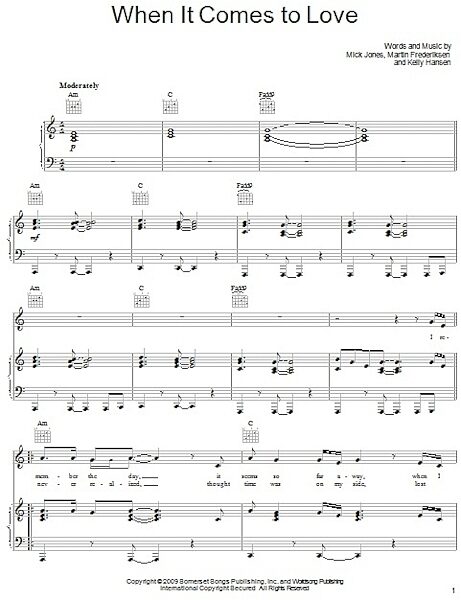 open zoom image for When It Comes To Love - Piano/Vocal/Guitar, New, Main