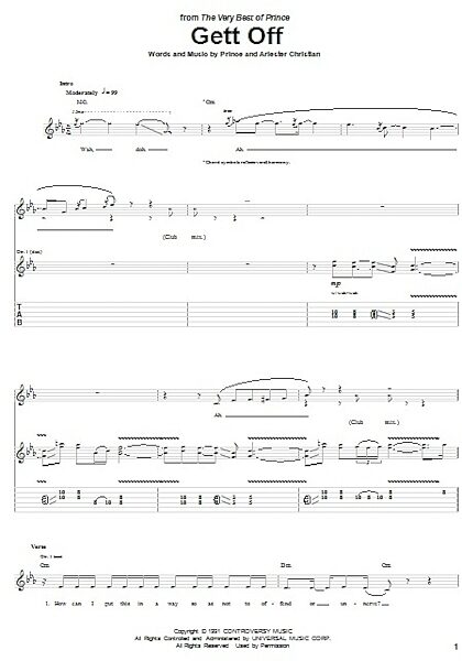 open zoom image for Gett Off - Guitar TAB, New, Main