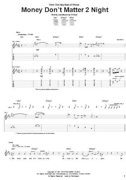 open zoom image for Money Don't Matter 2 Night - Guitar TAB, New, Main