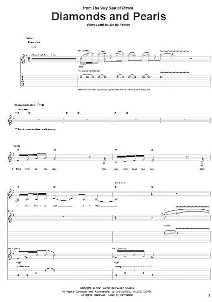 open zoom image for Diamonds And Pearls - Guitar TAB, New, Main