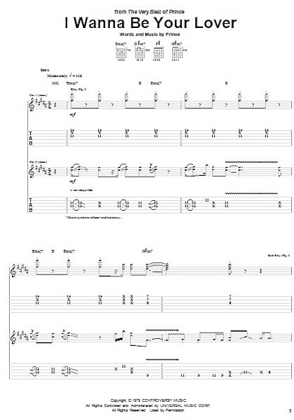 open zoom image for I Wanna Be Your Lover - Guitar TAB, New, Main