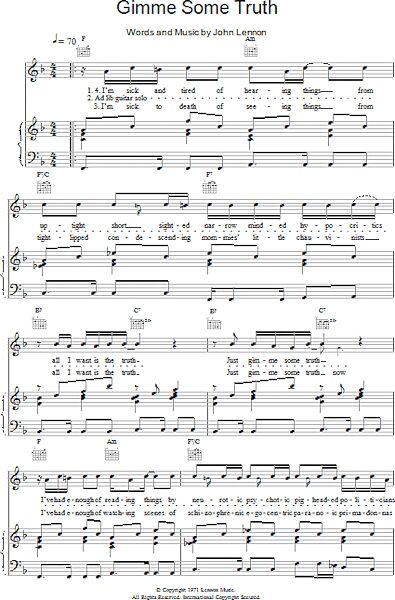 open zoom image for Gimme Some Truth - Piano/Vocal/Guitar, New, Main