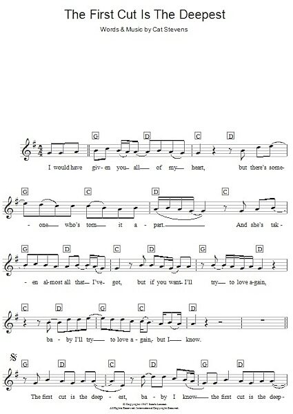 open zoom image for The First Cut Is The Deepest - Piano Chords/Lyrics, New, Main
