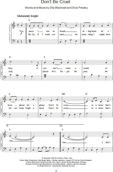 open zoom image for Don't Be Cruel (To A Heart That's True) - Easy Piano, New, Main