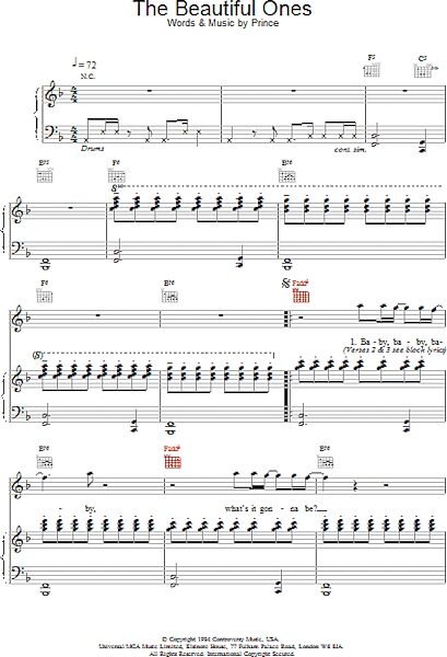 open zoom image for The Beautiful Ones - Piano/Vocal/Guitar, New, Main