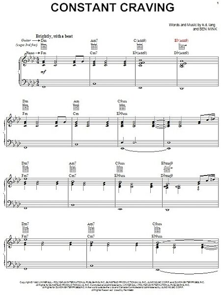 open zoom image for Constant Craving - Piano/Vocal/Guitar, New, Main