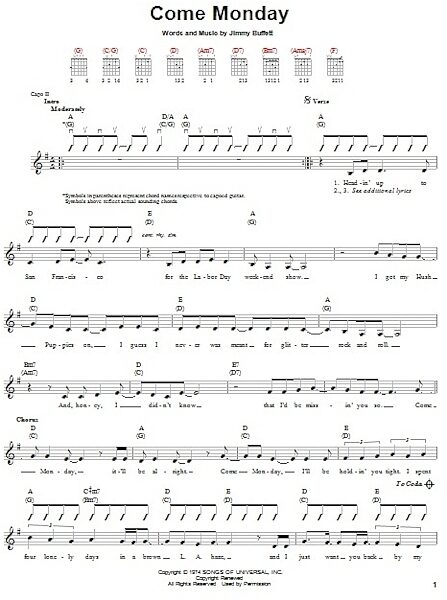 open zoom image for Come Monday - Easy Guitar, New, Main