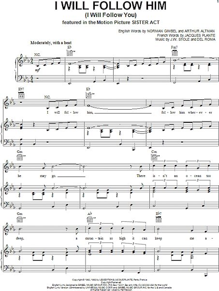 open zoom image for I Will Follow Him (I Will Follow You) - Piano/Vocal/Guitar, New, Main