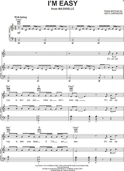 open zoom image for I'm Easy - Piano/Vocal/Guitar, New, Main