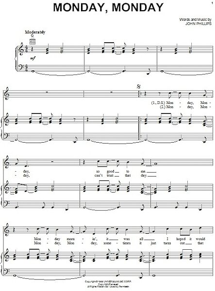 open zoom image for Monday, Monday - Piano/Vocal/Guitar, New, Main