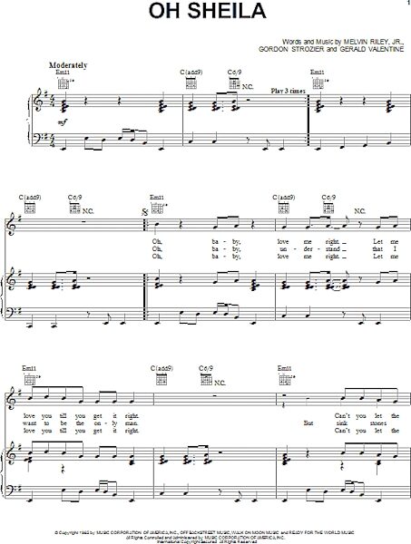 open zoom image for Oh Sheila - Piano/Vocal/Guitar, New, Main