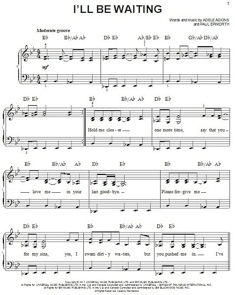 open zoom image for I'll Be Waiting - Easy Piano, New, Main