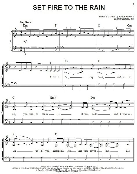open zoom image for Set Fire To The Rain - Easy Piano, New, Main