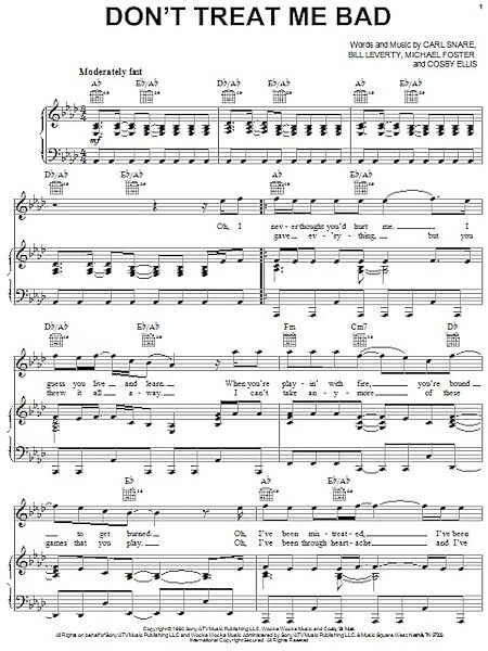 open zoom image for Don't Treat Me Bad - Piano/Vocal/Guitar, New, Main