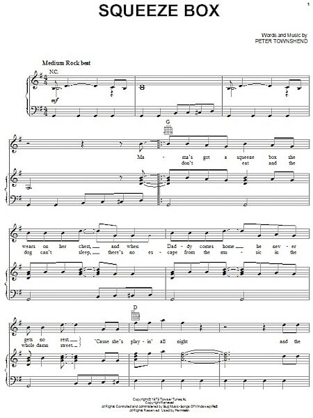 open zoom image for Squeeze Box - Piano/Vocal/Guitar, New, Main