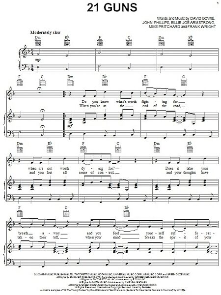 open zoom image for 21 Guns - Piano/Vocal/Guitar, New, Main