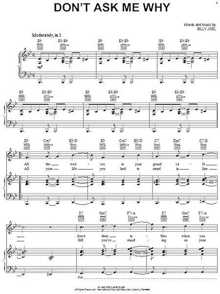 open zoom image for Don't Ask Me Why - Piano/Vocal/Guitar, New, Main