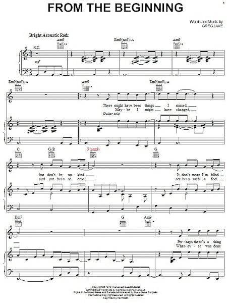 open zoom image for From The Beginning - Piano/Vocal/Guitar, New, Main