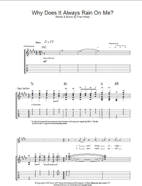 open zoom image for Why Does It Always Rain On Me? - Guitar TAB, New, Main