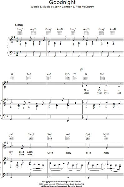 open zoom image for Goodnight - Piano/Vocal/Guitar, New, Main