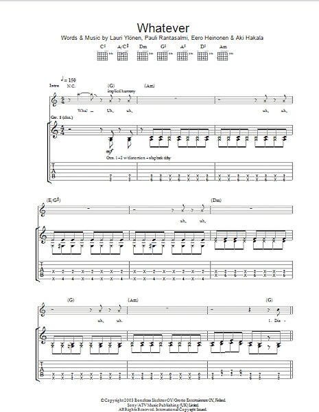 open zoom image for Whatever - Guitar TAB, New, Main