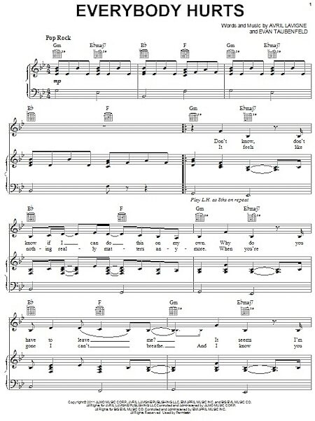 open zoom image for Everybody Hurts - Piano/Vocal/Guitar, New, Main