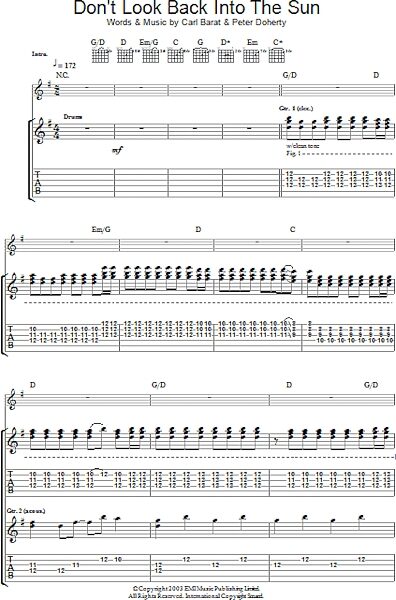 open zoom image for Don't Look Back Into The Sun - Guitar TAB, New, Main