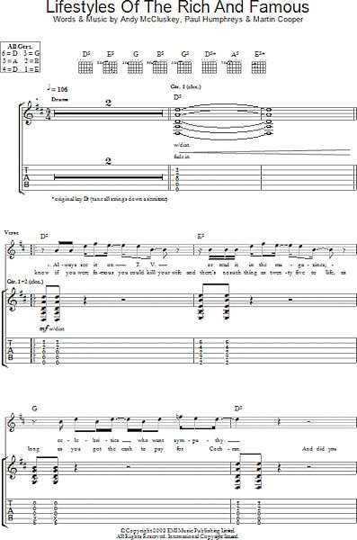 open zoom image for Lifestyles Of The Rich And Famous - Guitar TAB, New, Main