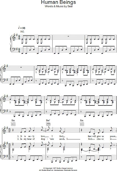 open zoom image for Human Beings - Piano/Vocal/Guitar, New, Main