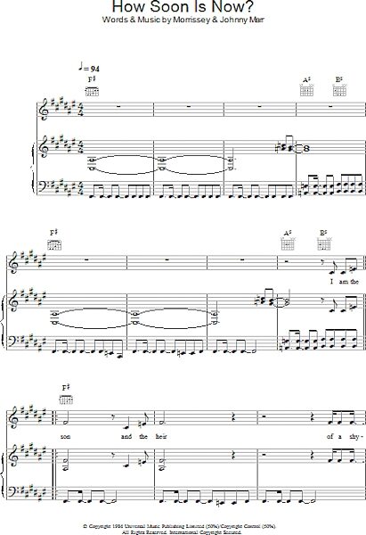 open zoom image for How Soon Is Now? - Piano/Vocal/Guitar, New, Main