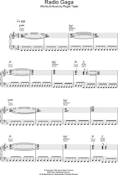 open zoom image for Radio Gaga - Piano/Vocal/Guitar, New, Main