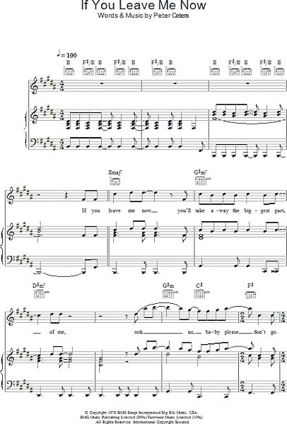 open zoom image for If You Leave Me Now - Piano/Vocal/Guitar, New, Main