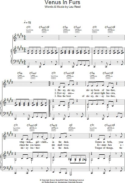 open zoom image for Venus In Furs - Piano/Vocal/Guitar, New, Main