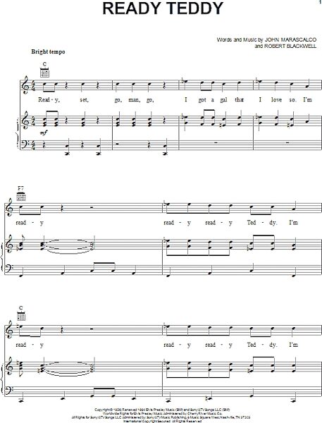 open zoom image for Ready Teddy - Piano/Vocal/Guitar, New, Main