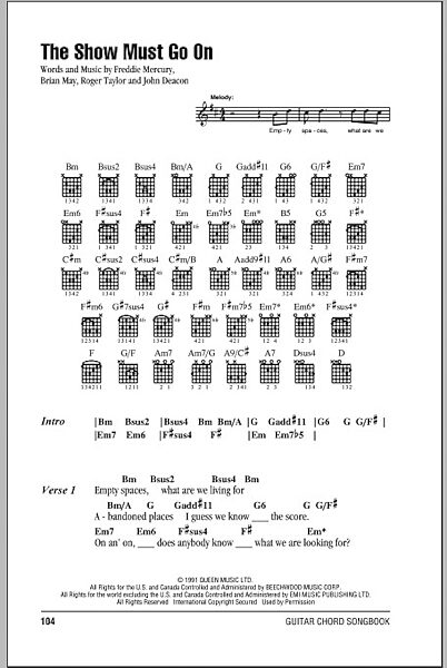 open zoom image for The Show Must Go On - Guitar Chords/Lyrics, New, Main
