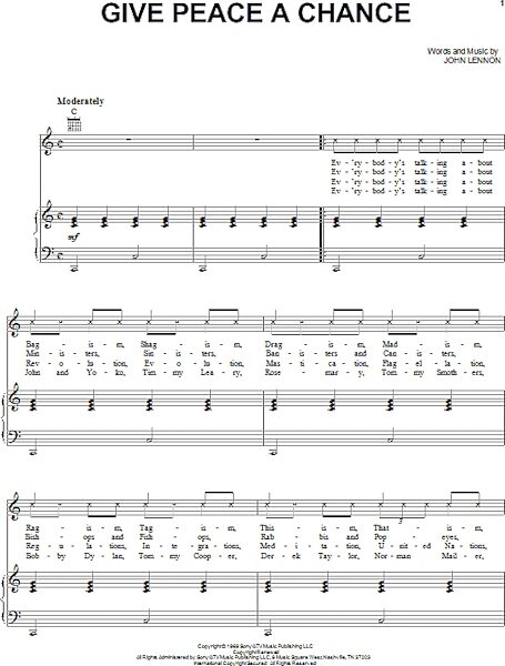 open zoom image for Give Peace A Chance - Piano/Vocal/Guitar, New, Main