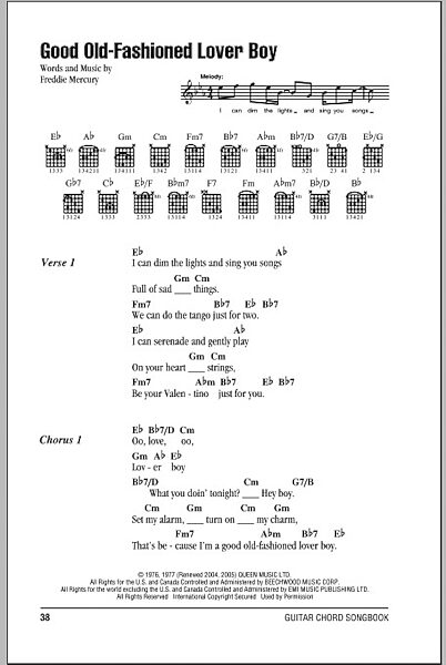 open zoom image for Good Old-Fashioned Lover Boy - Guitar Chords/Lyrics, New, Main